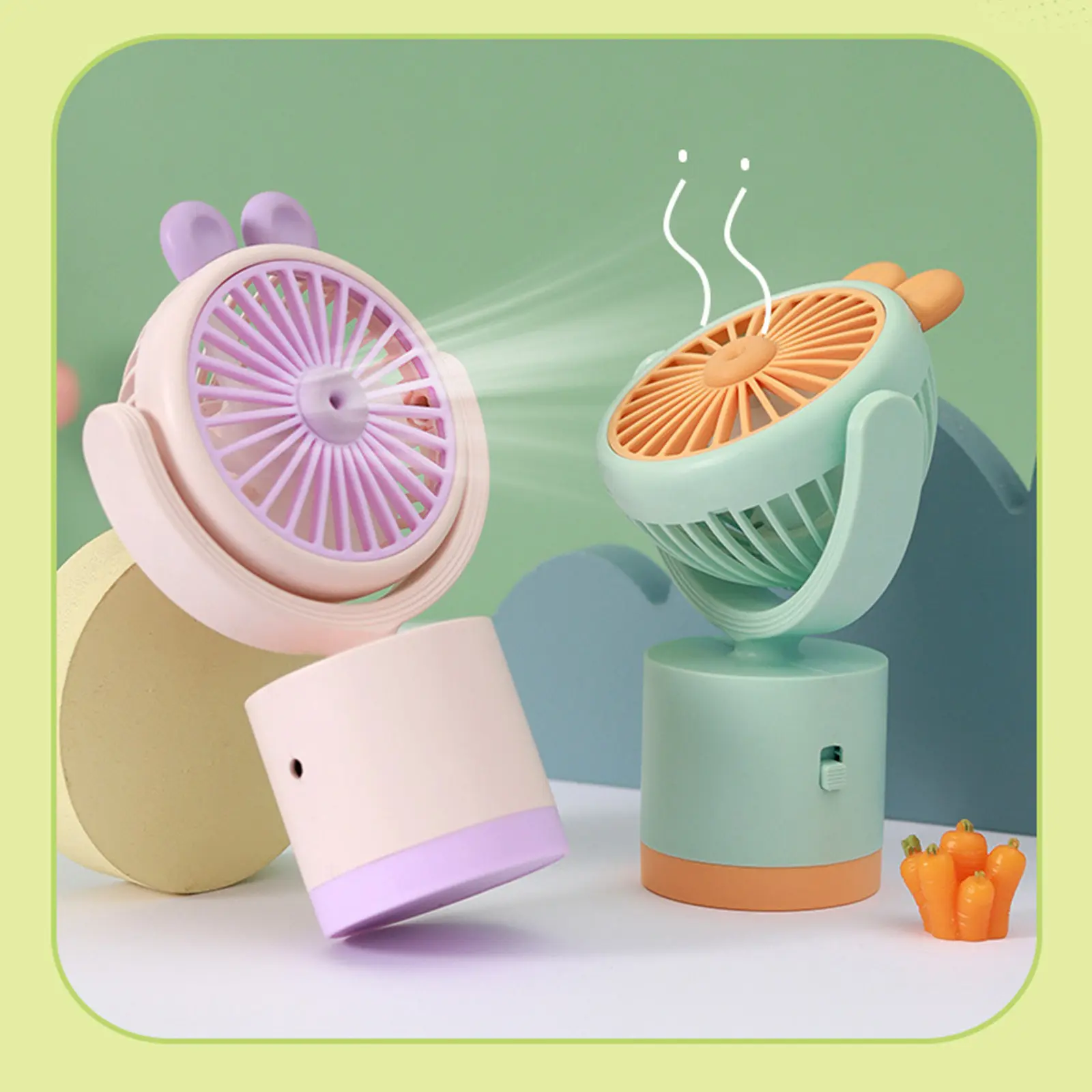 Mini USB Charging Small Fan for Summer Coolness Handheld Shaking Rabbit Fan Portable Desktop Electric Fan