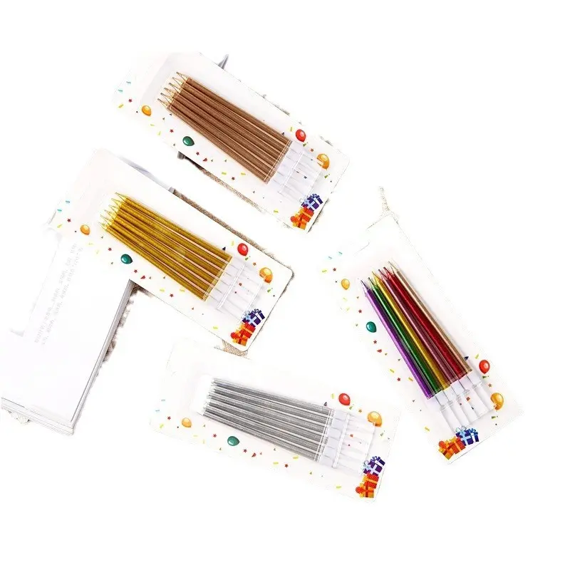 6pcs Metal Gold Silver Birthday Candles DIY Colorful Cake DecorasWedding Baby Shower Supplies Color Cake Topper