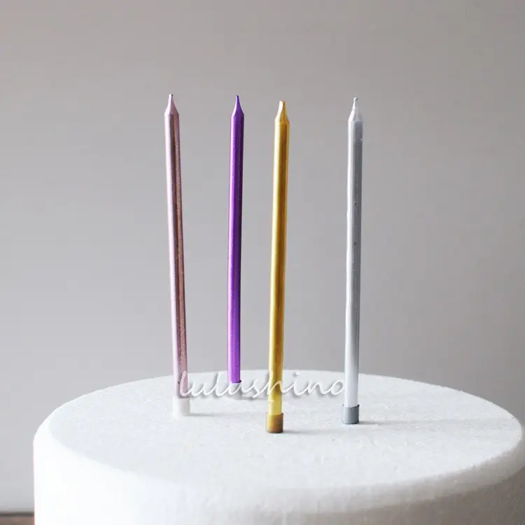 6pcs Metal Gold Silver Birthday Candles DIY Colorful Cake DecorasWedding Baby Shower Supplies Color Cake Topper