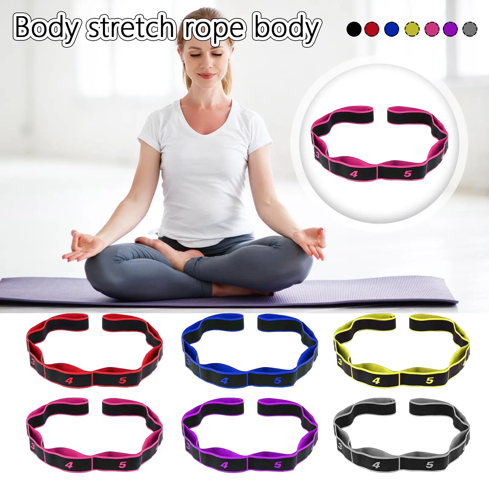 8 Section Style Dance Yoga Stretching Belt Pilates Fitness Tension Digital Elasticity Latin Elastic Stretch Resistance Band