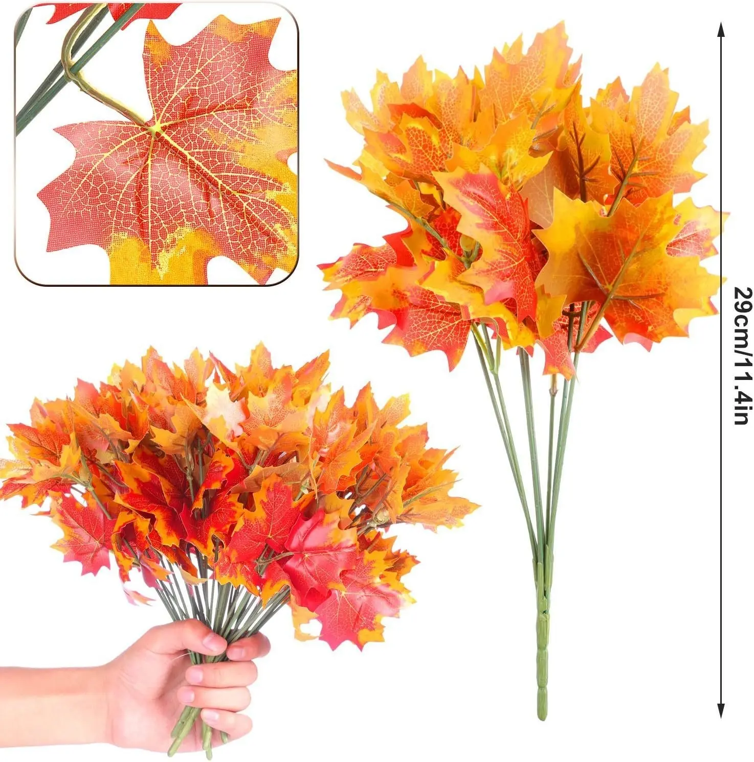 Maple Leaf Artificial Autumn Leaves Branches Fake Fall Flower Arrangement Thanksgiving Decoration Home Kitchen Table Centerpiece