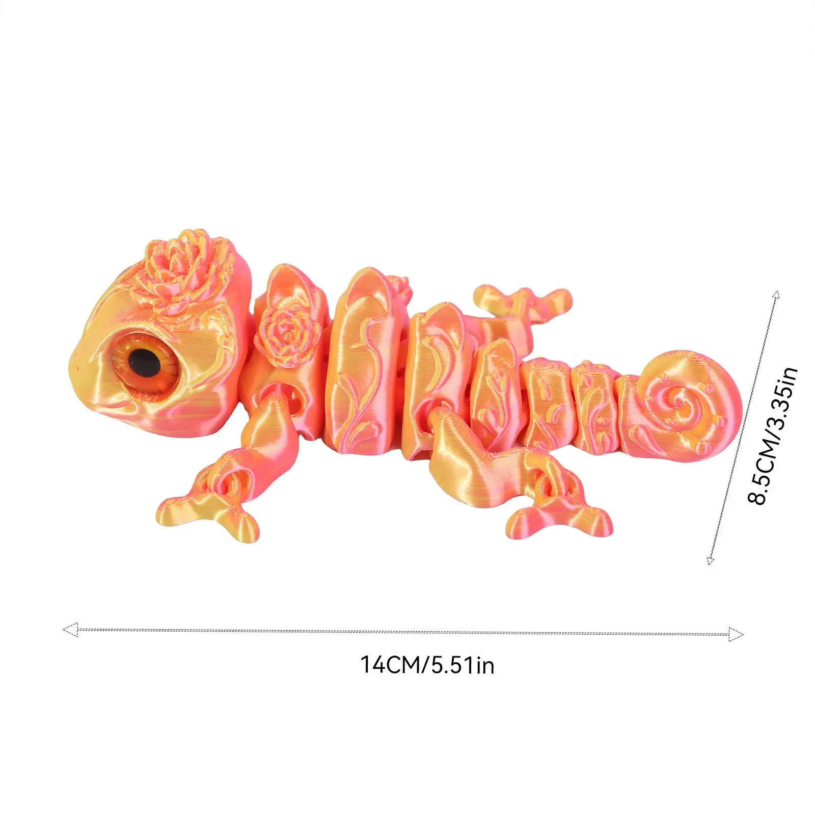 3D Printing Chameleon Figures Multi-joint Movable Simulation Eyes for Home Accessories Kids Gift Living Room Decoration