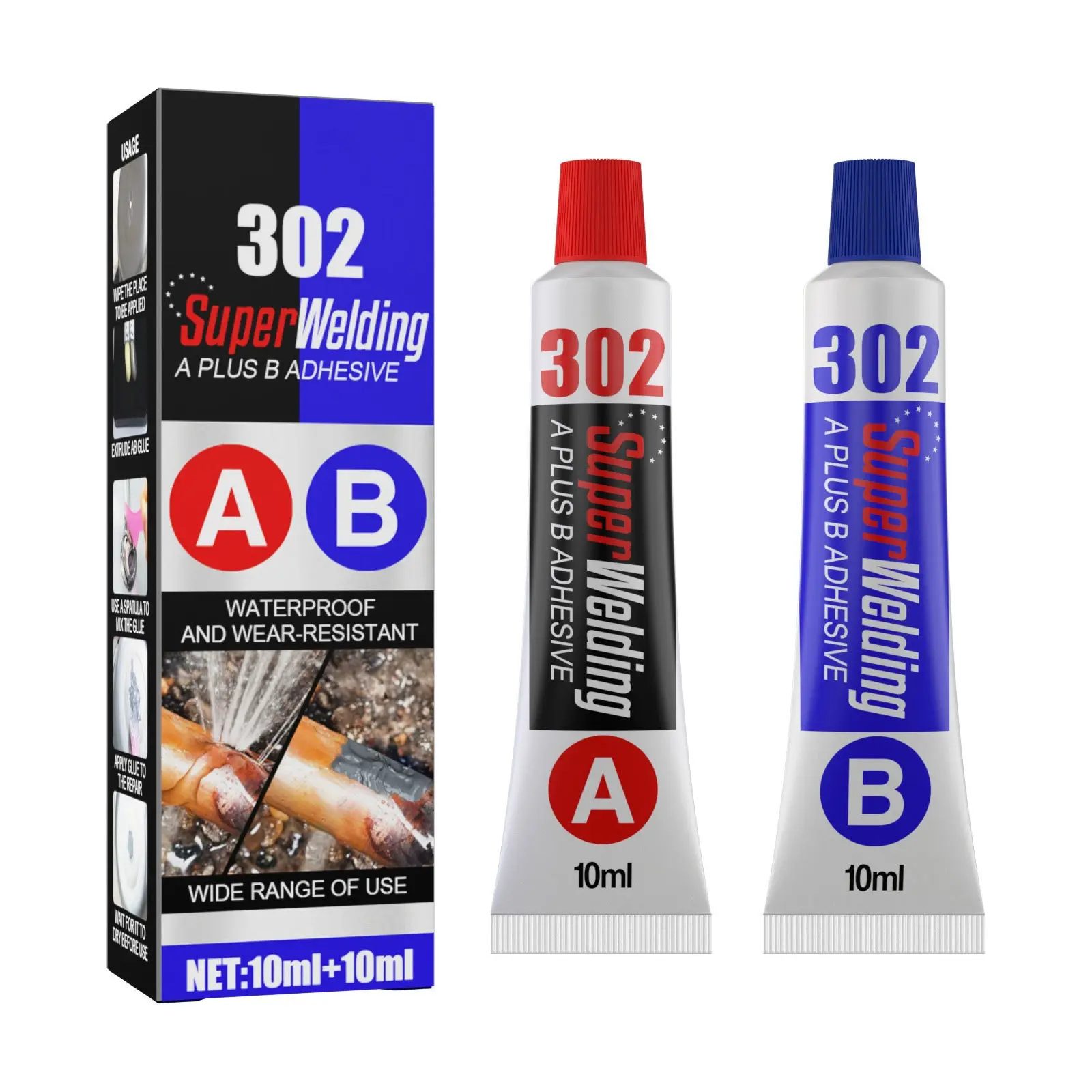 AB Casting Adhesive Repair Agent High Strength Metal Repair Glue Fits Sealing Metal Wood Adhesive Industrial Repair Supplies