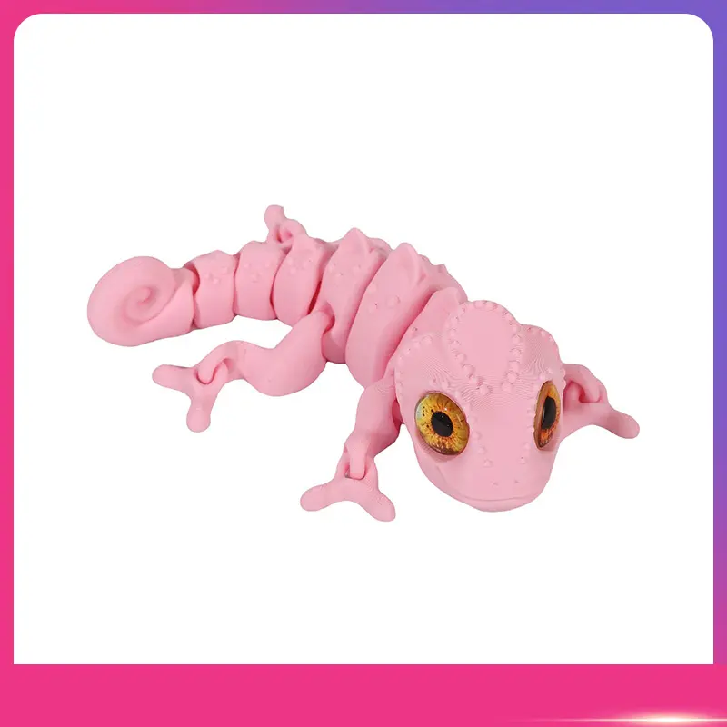 3D Printing Chameleon Figures Multi-joint Movable Simulation Eyes for Home Accessories Kids Gift Living Room Decoration