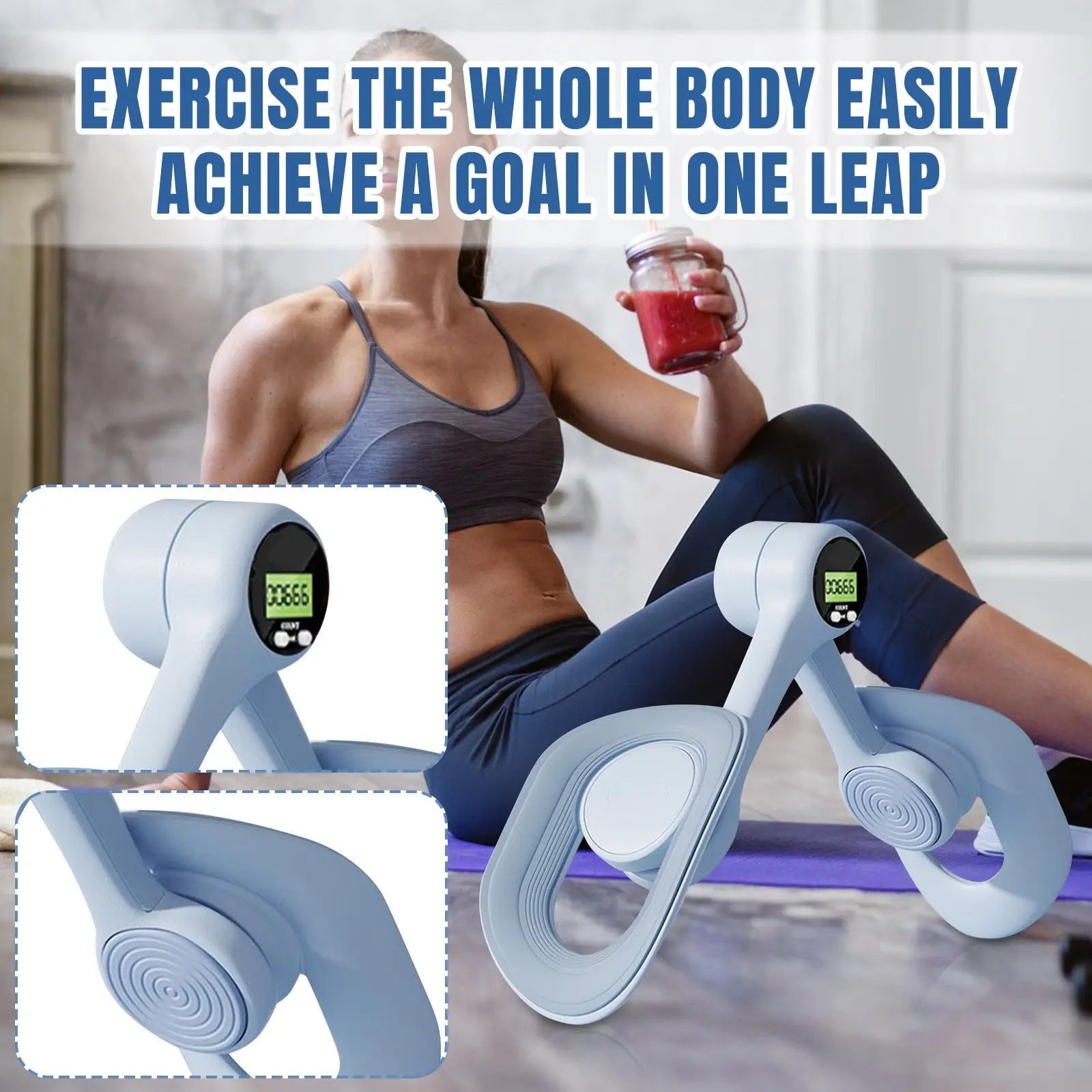 Thigh Master with Counter Pelvic Floor Muscle Trainer Portable Women Inner Thigh Leg Hip Exerciser Toner Home Fitness Equipment