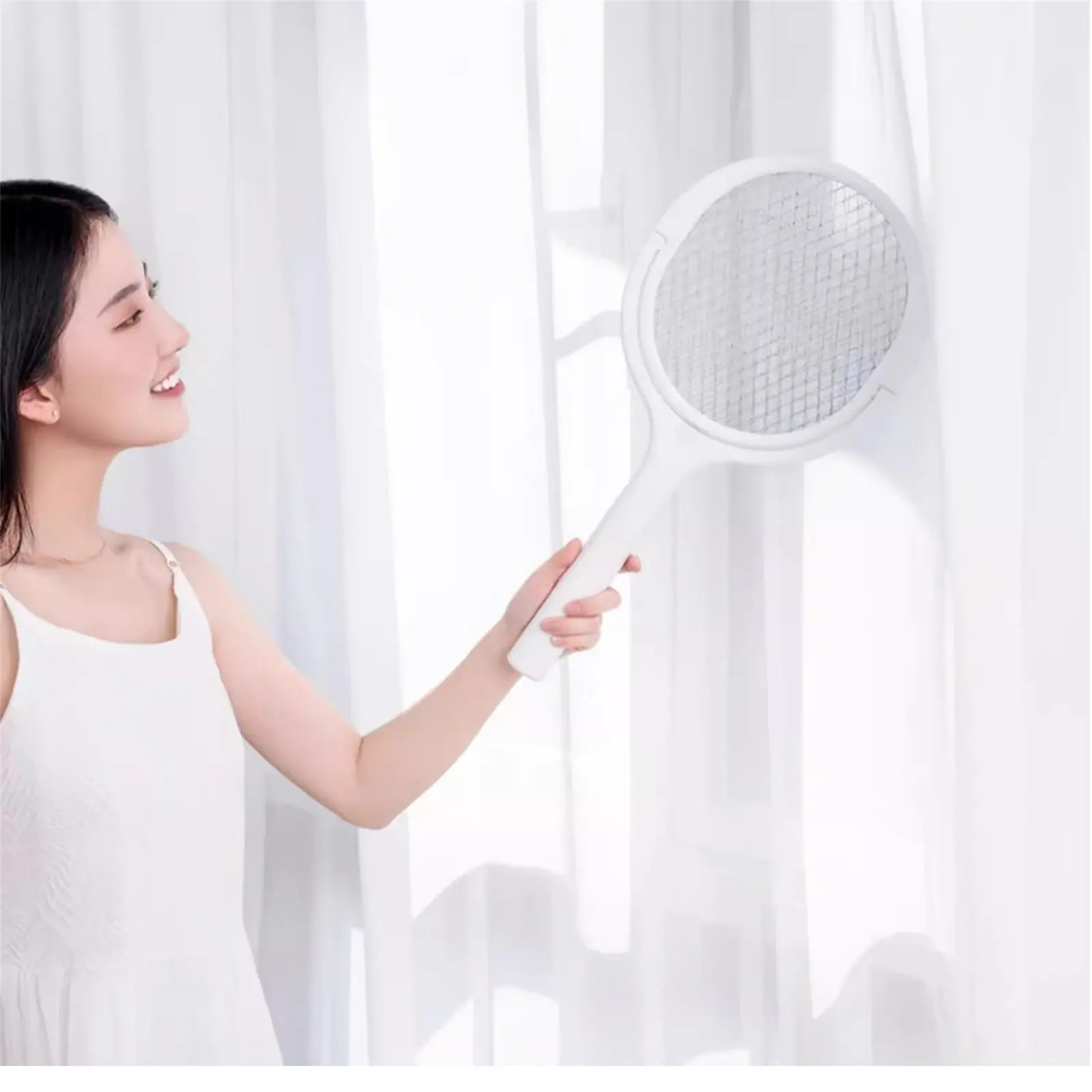 Rotating Head Rechargeable Fly Swatter Electric Fly Swatter Racket Bug Zapper Racket Indoor Bug Zapper Indoor Fly Zapper