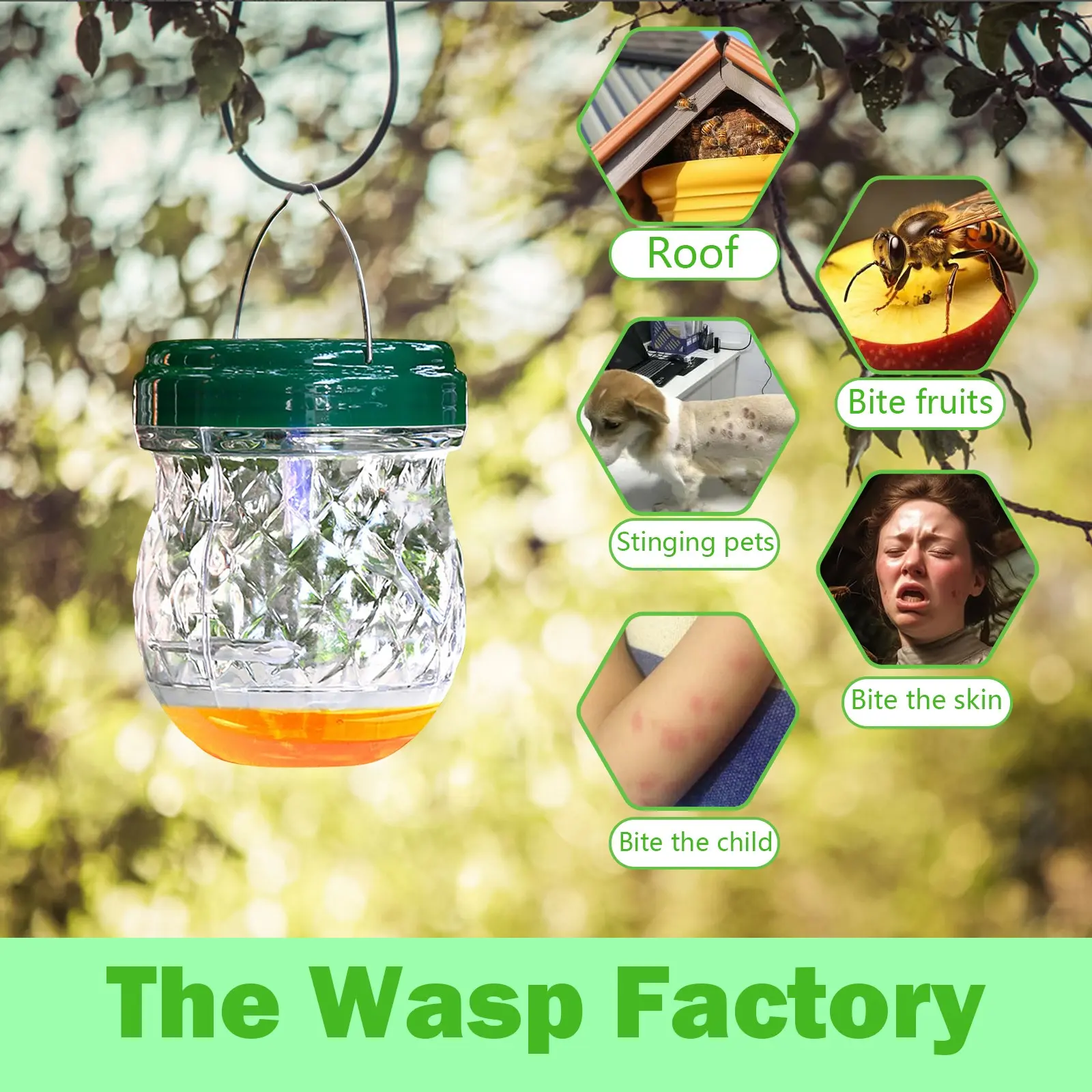 Hornet Trap Hanging Hornets Bee Fly Catcher Wasp Repellent Reusable Non-toxic Pest Control for Home Farm Garden Supplies