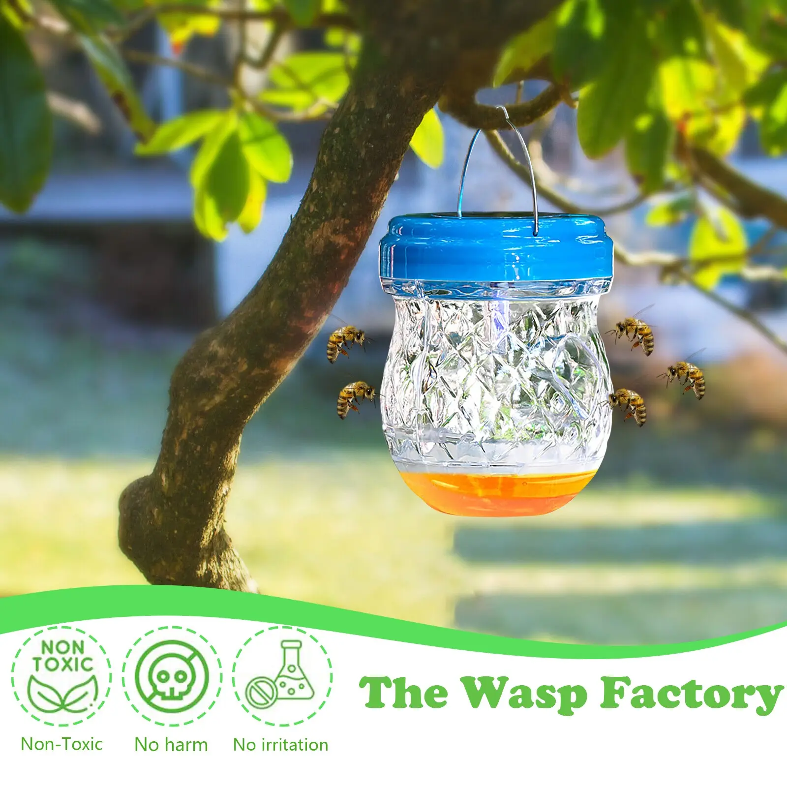 Hornet Trap Hanging Hornets Bee Fly Catcher Wasp Repellent Reusable Non-toxic Pest Control for Home Farm Garden Supplies