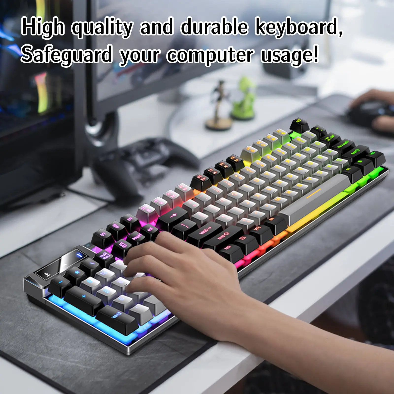 New Silver Carving K500 Game Wired Keyboard Mechanical Feel Pink Black Blue Desktop Notebook Waterproof Keyboard Wholesale Gift