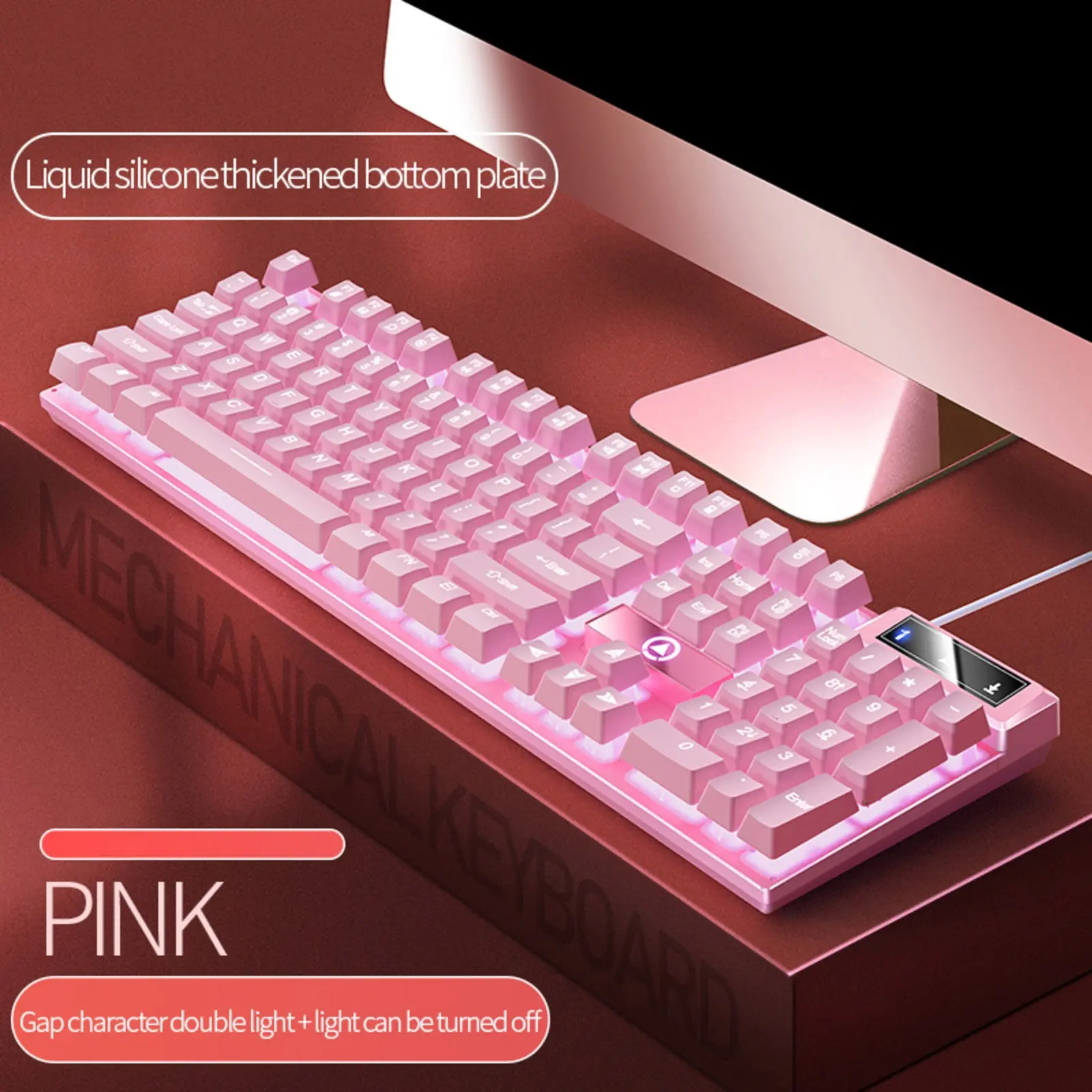 New Silver Carving K500 Game Wired Keyboard Mechanical Feel Pink Black Blue Desktop Notebook Waterproof Keyboard Wholesale Gift