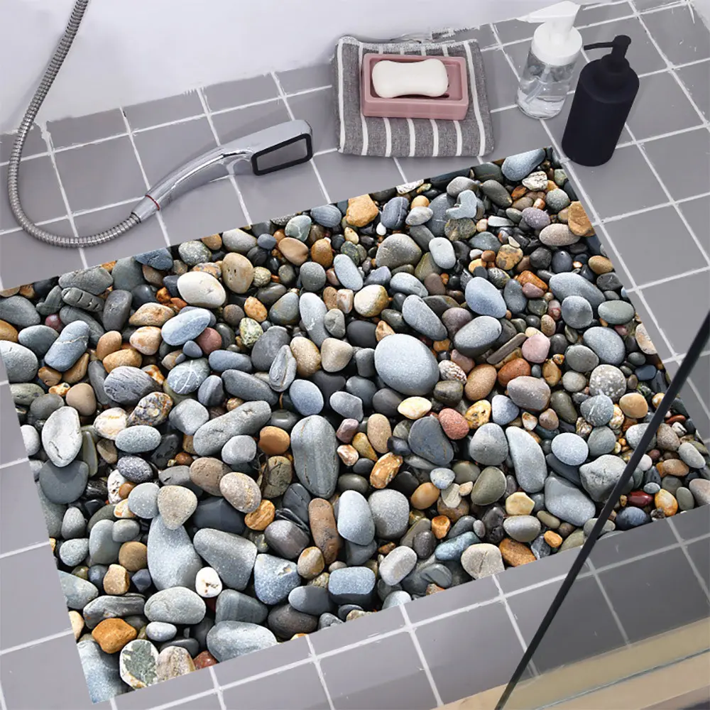 Floor Sticker Removable Mural Decals Vinyl Art Living Room Decor 3d Pebbles Wall Stickers Bathroom Floor Stone Wall Sticker