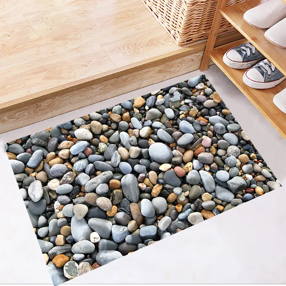 Floor Sticker Removable Mural Decals Vinyl Art Living Room Decor 3d Pebbles Wall Stickers Bathroom Floor Stone Wall Sticker
