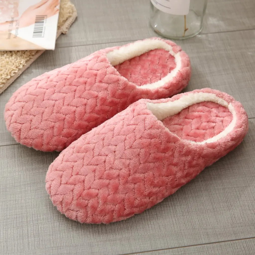 Women Winter Home Fur Slippers Cartoon Cat Non-Slip Soft Warm House Indoor Bedroom Men Couples Boys Girl Memory Foam Floor Shoes
