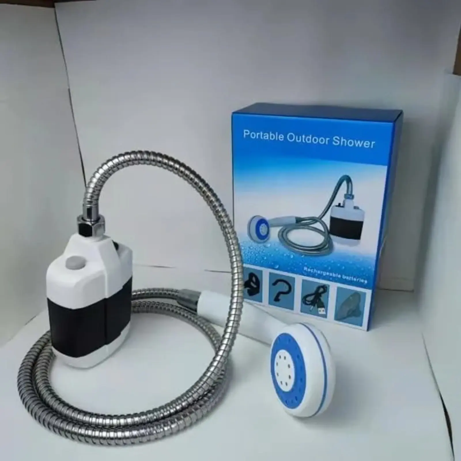 Rechargeable Shower Portable Camping Shower Head Bathing 5V Pump 8.3ft for Outdoor Travel Hiking Beach Pet Cleaning Equipment