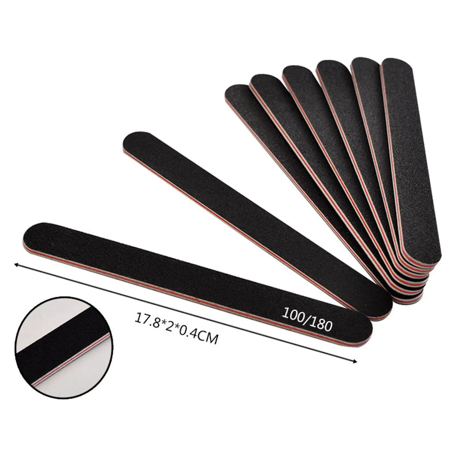10pcs/20pcs Nailfile Professional Nail Buffer Black Sandpaper Strong Straight Lime Angle 100/180 Buffing Sanding Files