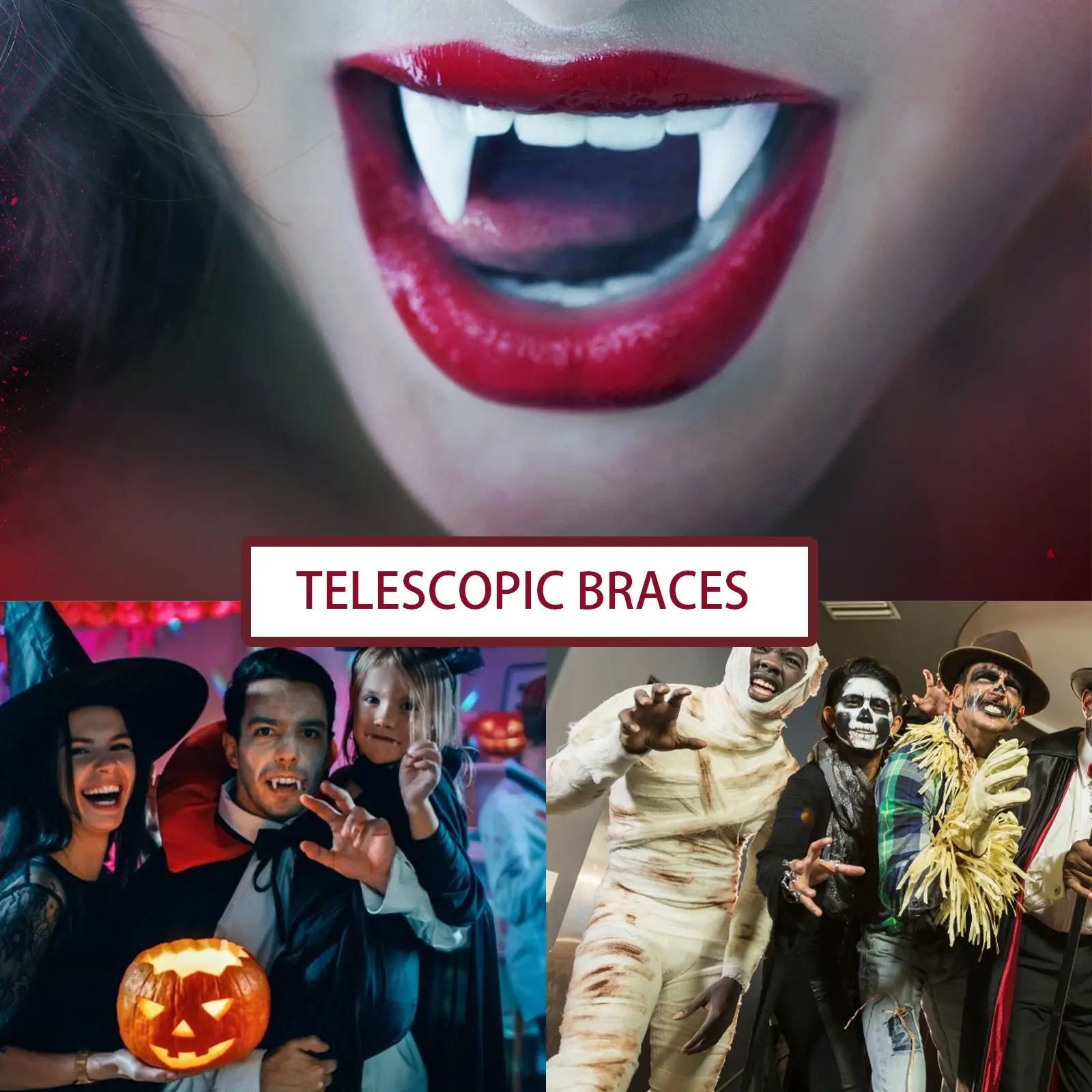 1/2/3/5PCS Retractable Vampire Teeth Halloween Vampire Fangs Dentures Zombie Teeth Small Tiger Teeth Cosplay Party Decoration