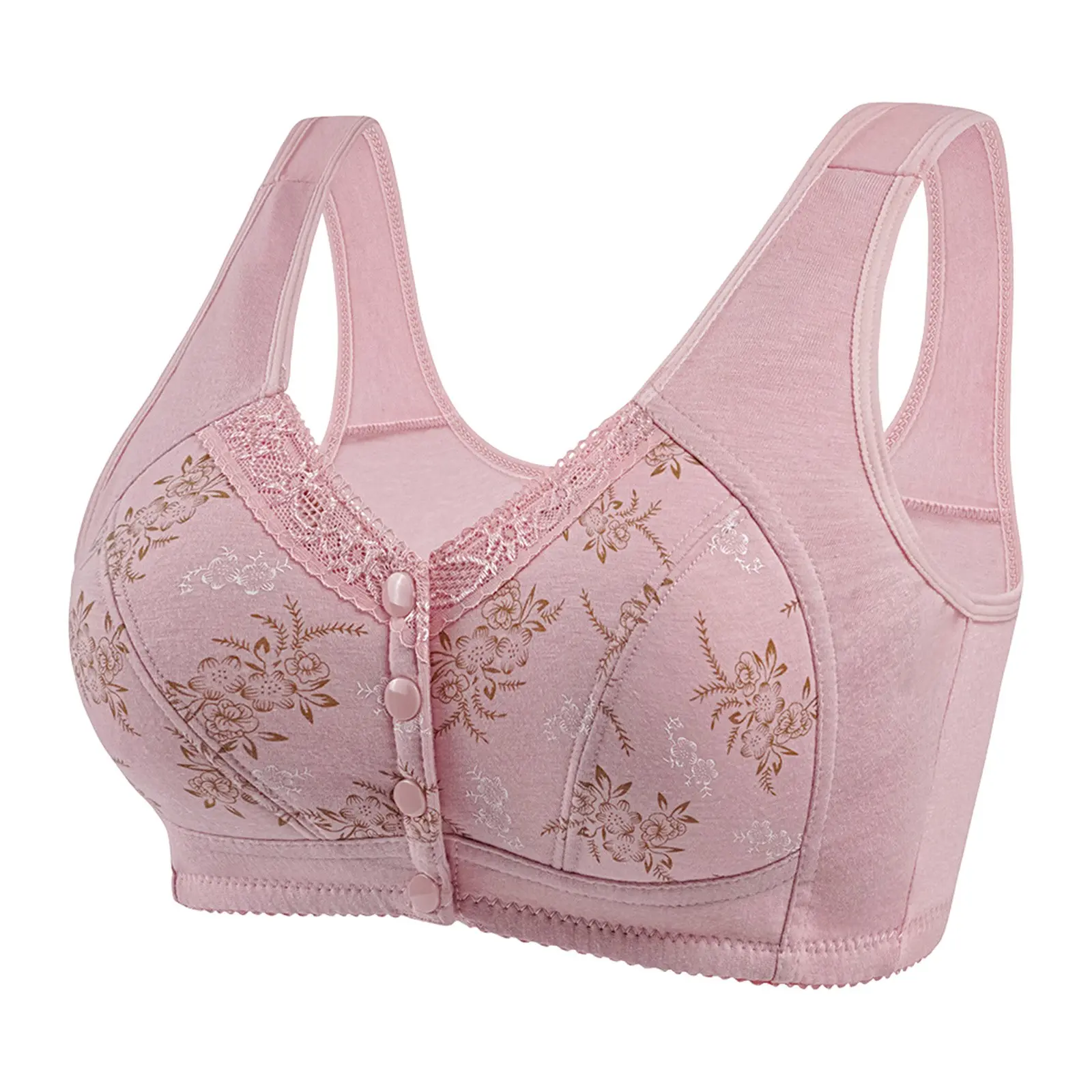 Wireless Bralette Comfortable Underwear Middle-aged Elderly Women Lace Chest Wrap Ultra-thin Mom Front Open Buckle Cotton