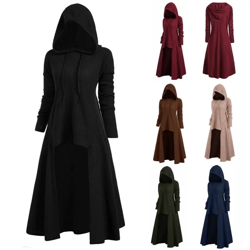Cosplay Medieval Men Costumes Knight Pirate Prince Gothic Retro Hooded Cloak Capes Long Robes Jackets Coat Carnival Halloween