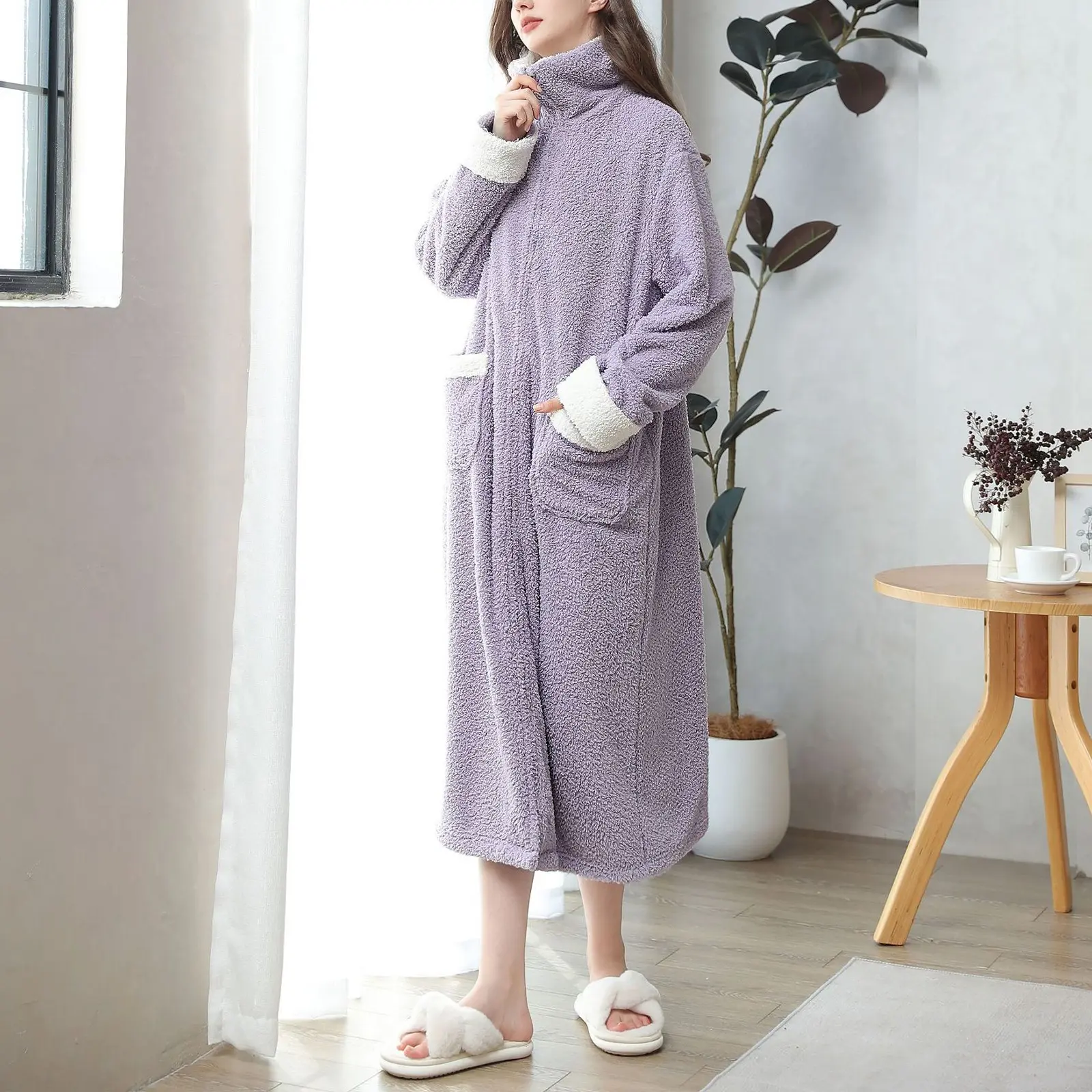 Winter Robes Cloud Velvet Couple'S Home Clothes Zipper Lazy Home Clothes Tv Blanket Pajamas Polyester Pajamas Wear Outside