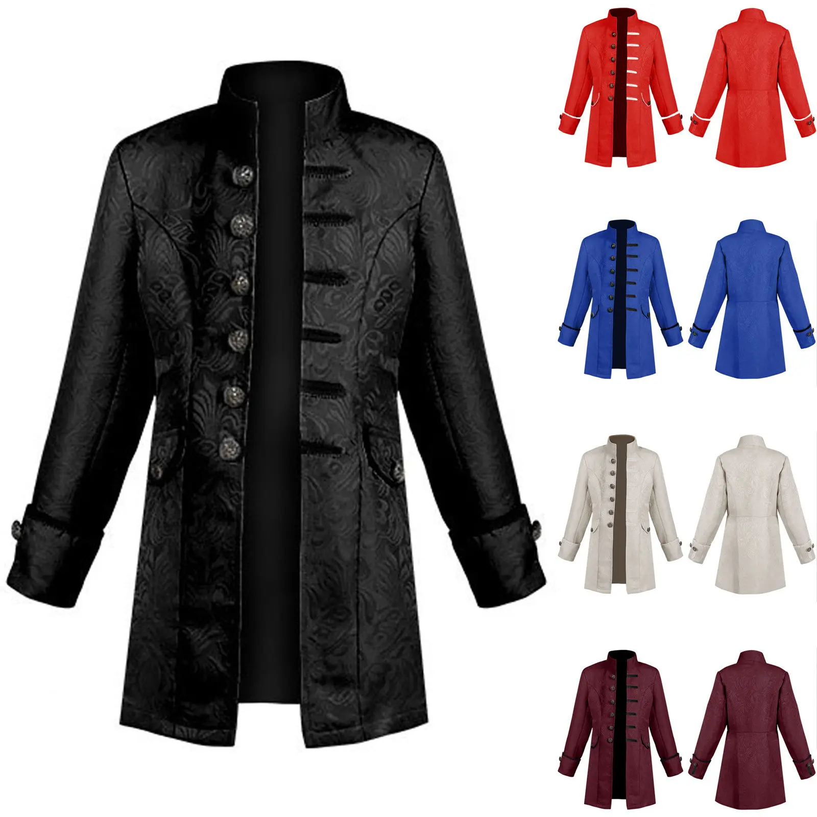 Gothic Victorian Tailcoat Jacket Boy's Steampunk Medieval Cosplay Costume Male Pirate Viking Renaissance Formal Tuxedo Coats