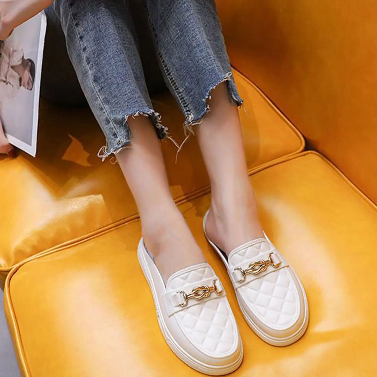 Summer New Style Women's Soft Bottom Anti-slip Versatile Outer Wear Beach Flat Bottom Lazy Person One Step Casual Half Slippers