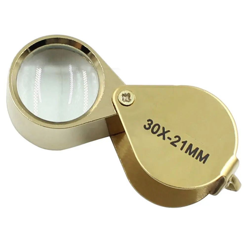 30X Metal Jewelry Magnifying Glass Jewelers Eye Tool Jewellery Folding Loupe Glass Lens Magnifying Triplet Glass Jewelry Diamond