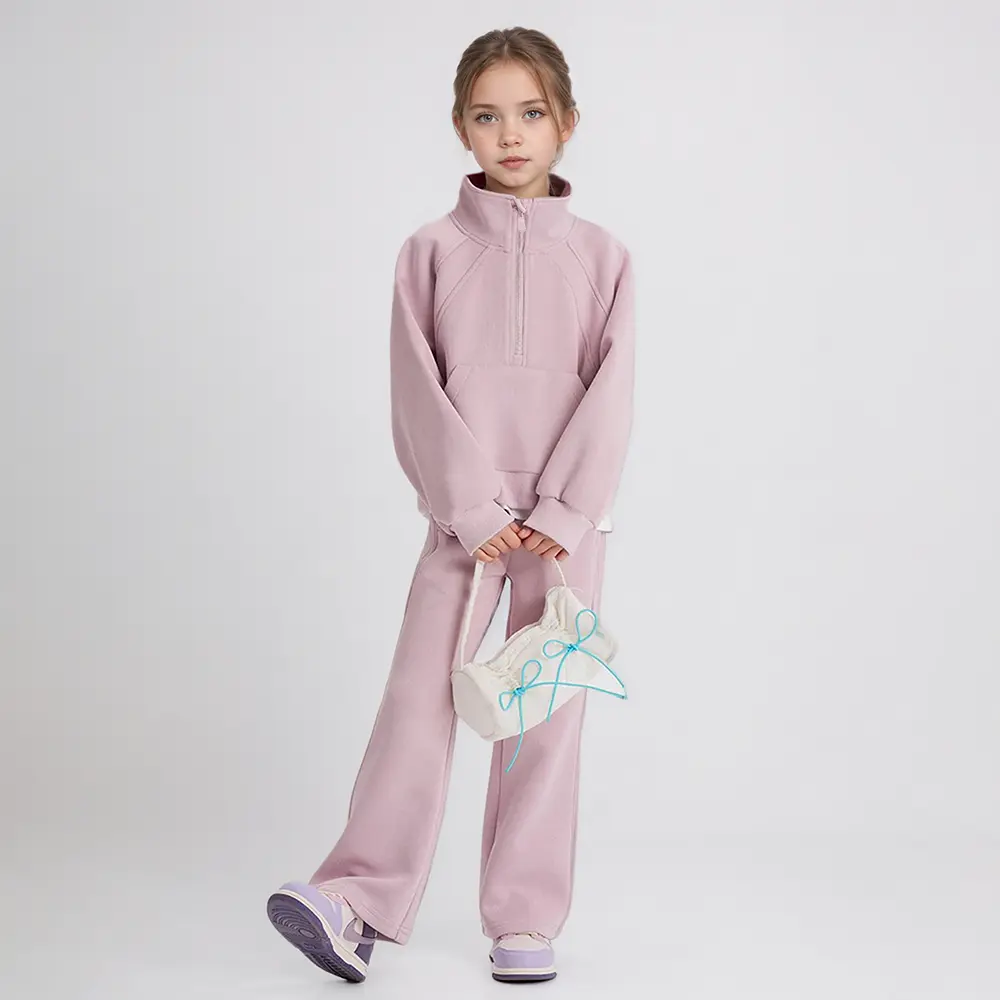 2025 New Fashion Kids Tracksuit Cotton Solid Color Children Girl Sweatshirt + Pant Toddler Girl Clothes Set