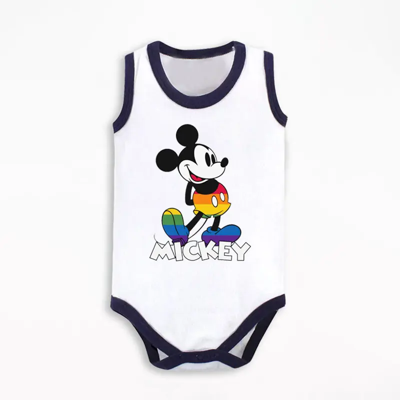 2Pcs Fashion Cartoon Baby Boy Jumpsuits Mickey Minnie Mouse Printed Infant Clothes Summer Cotton Newborn Bodysuits