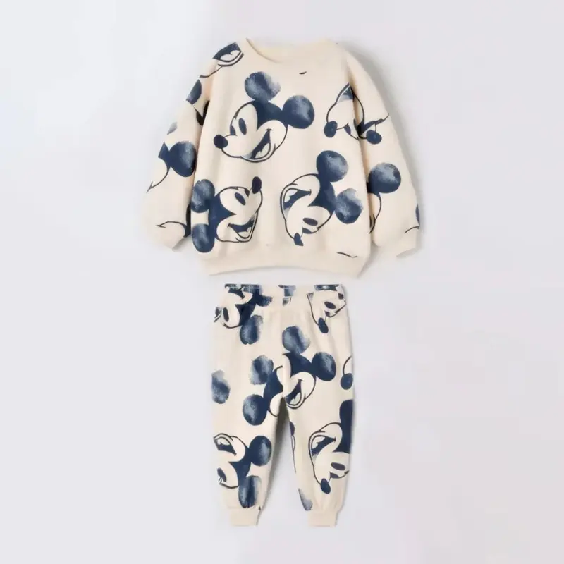 Baby Boy Clothes Sets Mickey Mouse Printed Long Sleeve Sweatshirt + Pant 2Pcs Spring Autumn Children Boy Clothing