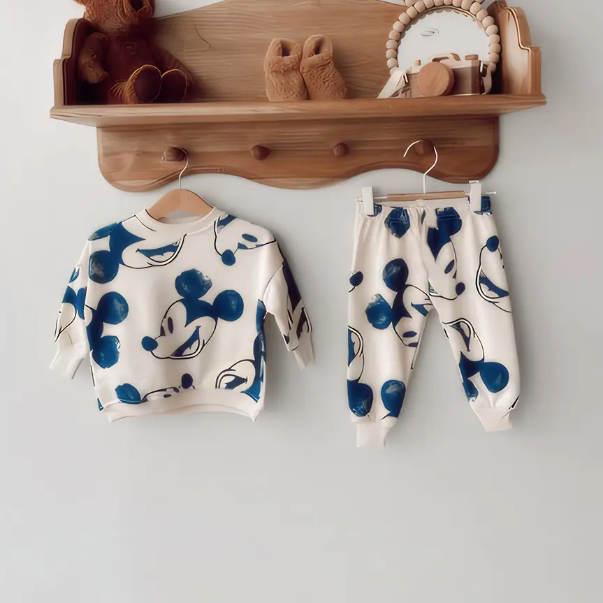 2Pcs Mickey Fashion Baby Boy Clothes Sets Spring Autumn Kids Sweatshirts + Pants Fashion Toddler Baby Boy Girl Sportsuit Sets