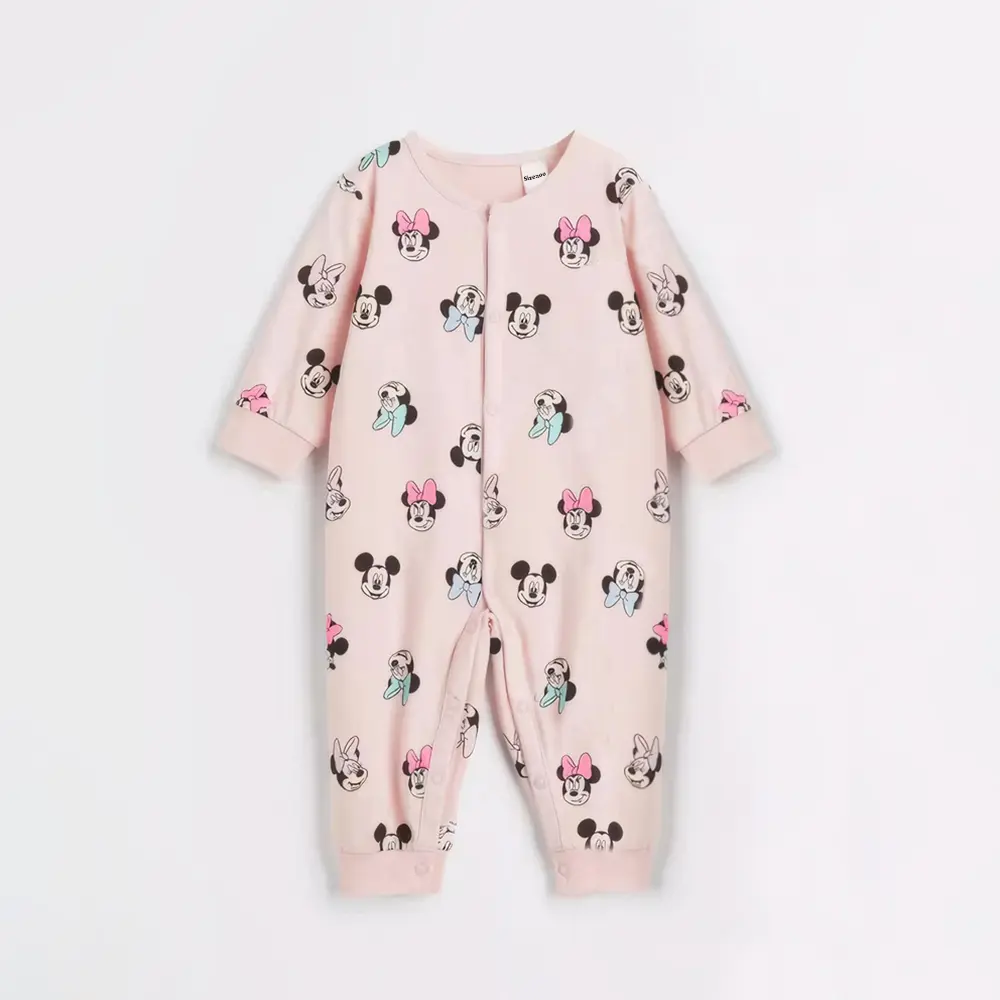 3Pcs 0-2Years Cute Minnie Mouse Printed Infant Rompers Spring Summer Cotton Baby Jumpsuits + bib Newborn Boy Girl Clothing
