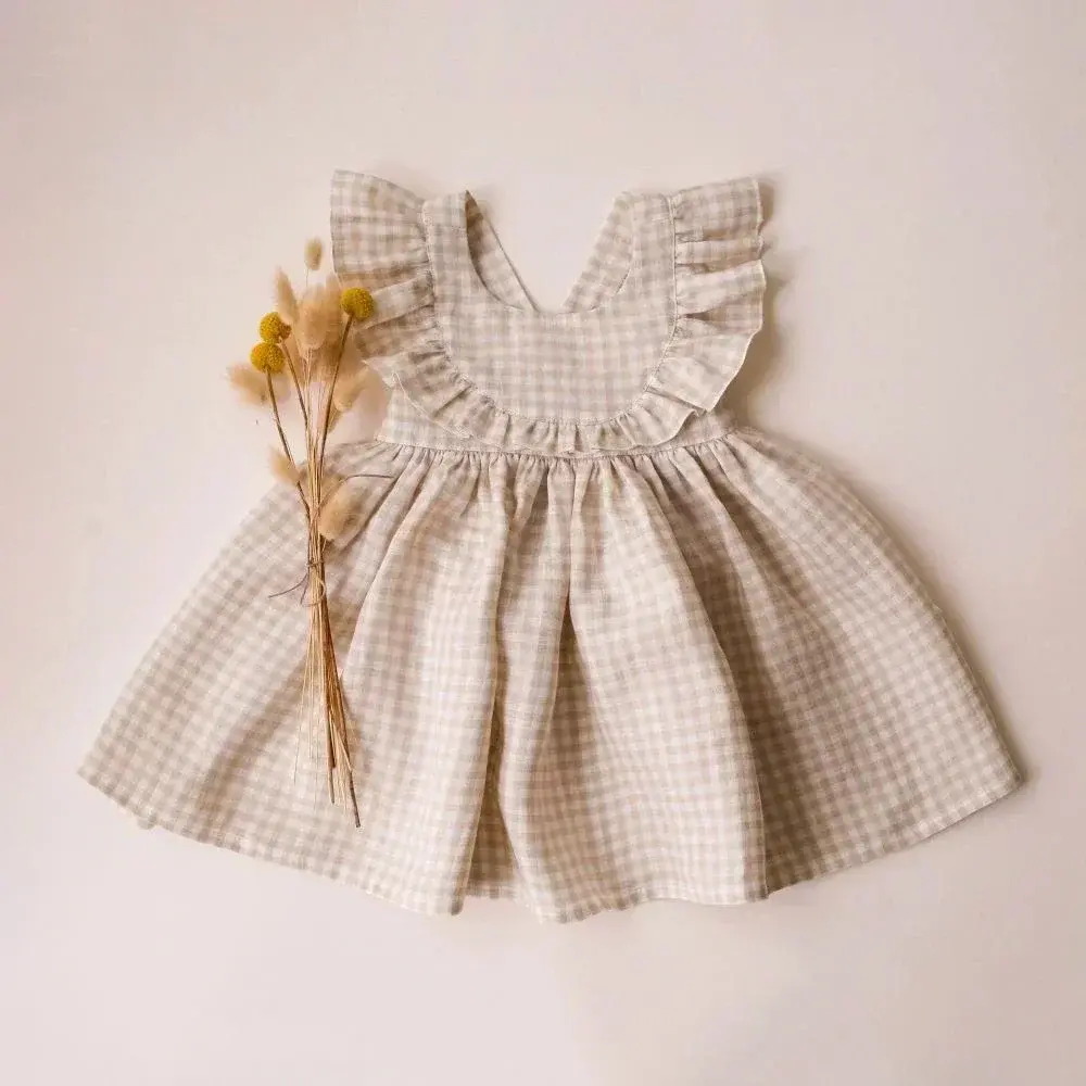 Fashion Toddler Girl Dresses Summer Linen Cotton Baby Girl Holiday Clothes Baby Girl Beach Dress
