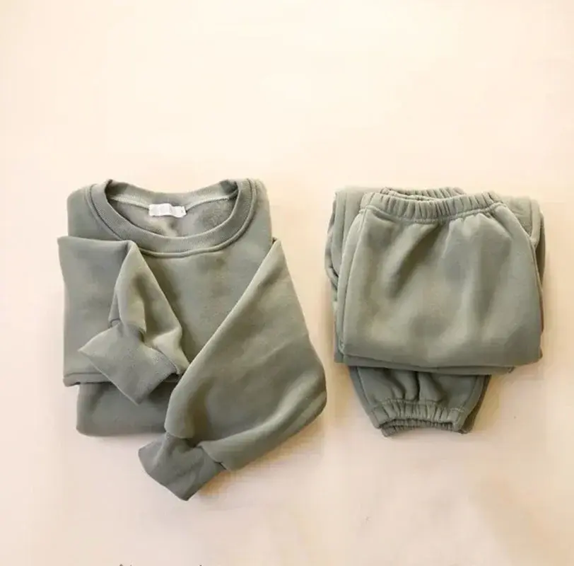 2Pcs Fashion Kids Tracksuits Sets Children Warm Fleece Sweatshirt + Pant 2Pcs Baby Clothes Children Outfits