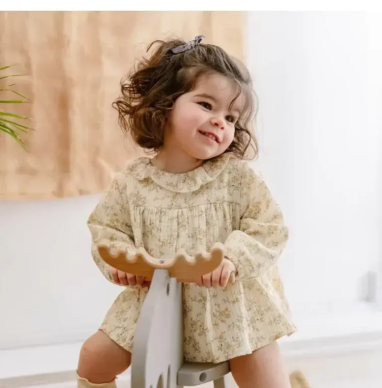 Floral Baby Girl Dresses Spring Organic Cotton Newborn Girl Romper Toddler Girl Clothes