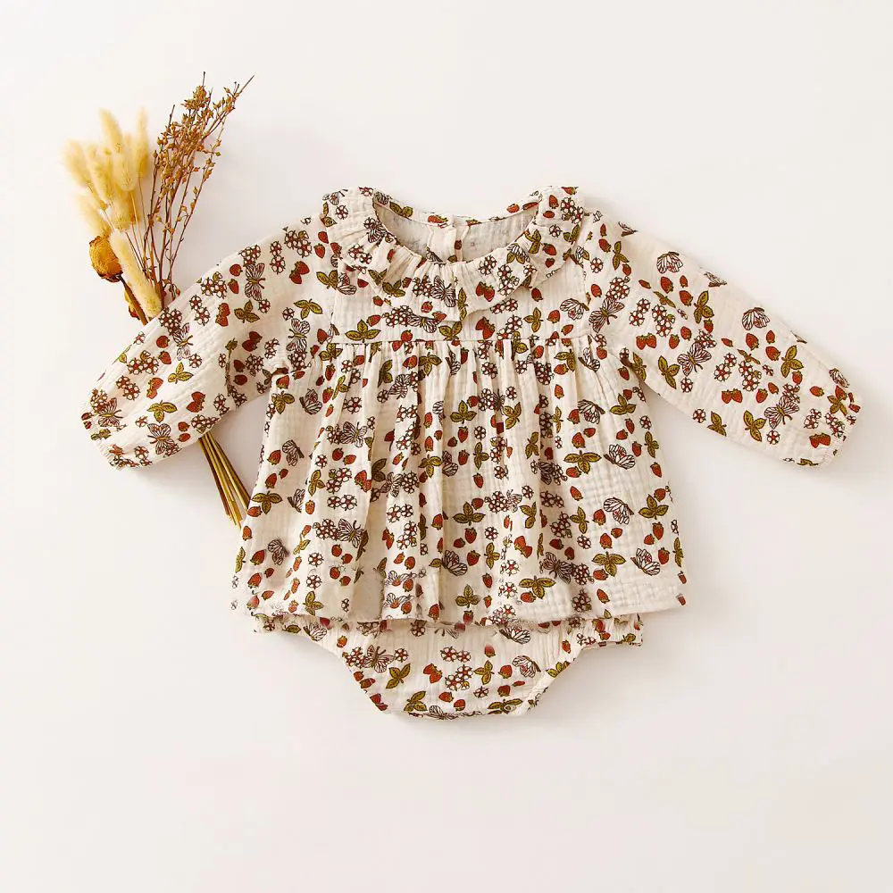 Fashion Baby Girl Dresses For Autumn Spring Organic Cotton Newborn Girl Romper Toddler Girl Clothes