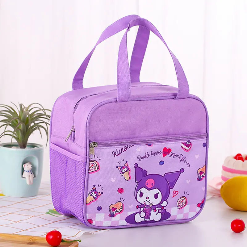 Sanrio Kawaii Meal Insulated Bag for Kids Cute Cartoon My Melody Kuromi Lunch Box Bag  Portable Food Storage Bag