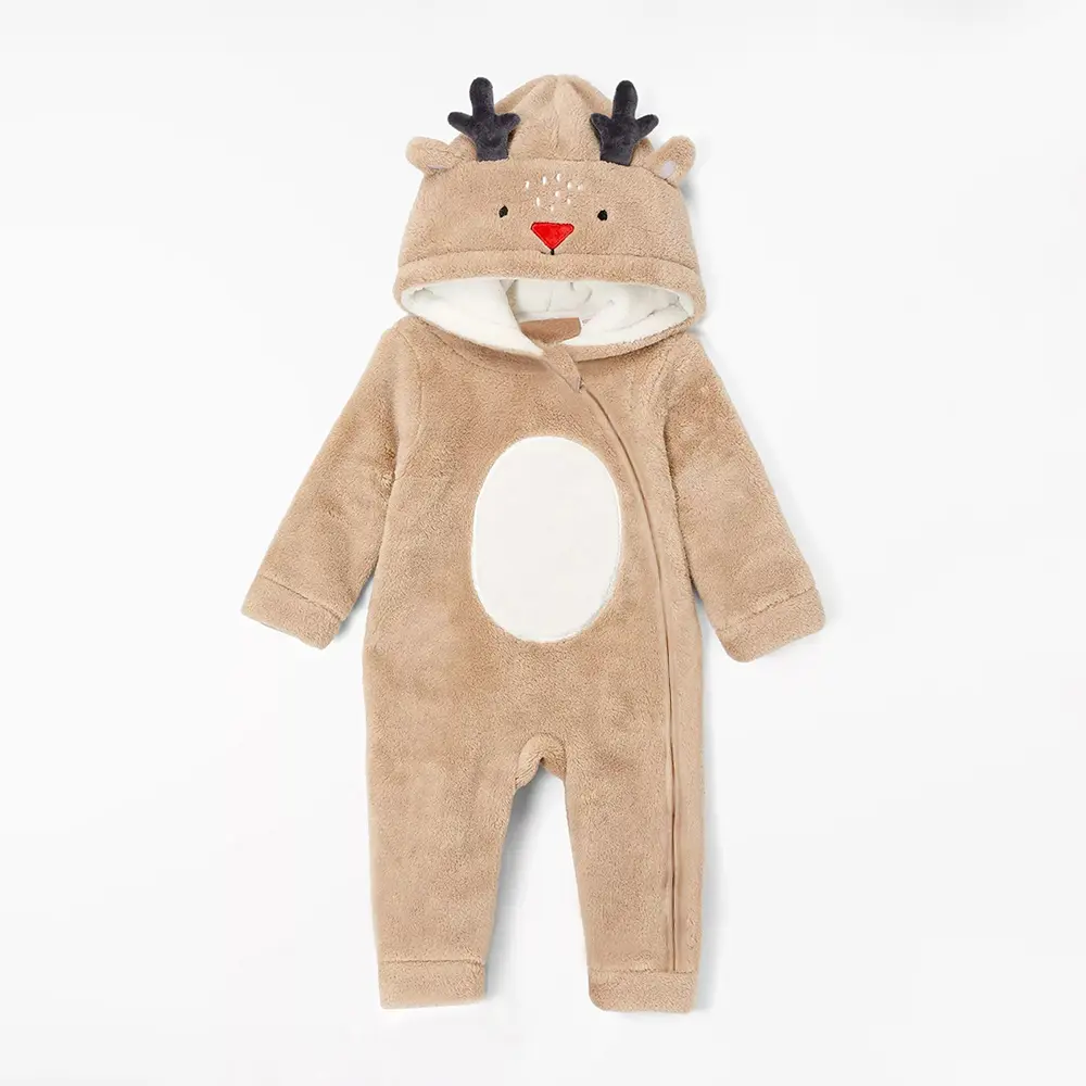 Christmas Infant Baby Clothes Warm Fleece Newborn Baby Girl Boy Jumpsuit Baby Outwear Winter