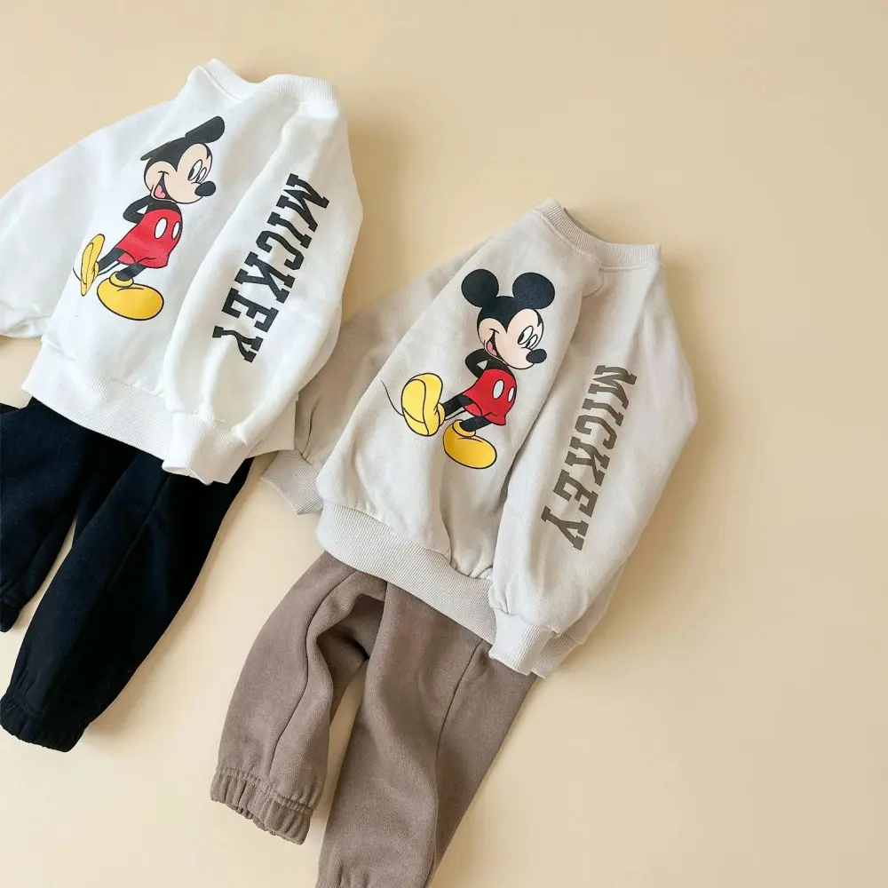 Winter Autumn Children Clothes Set Mickey Fleece Kids Boys Two-Piece Sets Baby Boy Girls Tracksuit Outfits Baby Clothes Sets