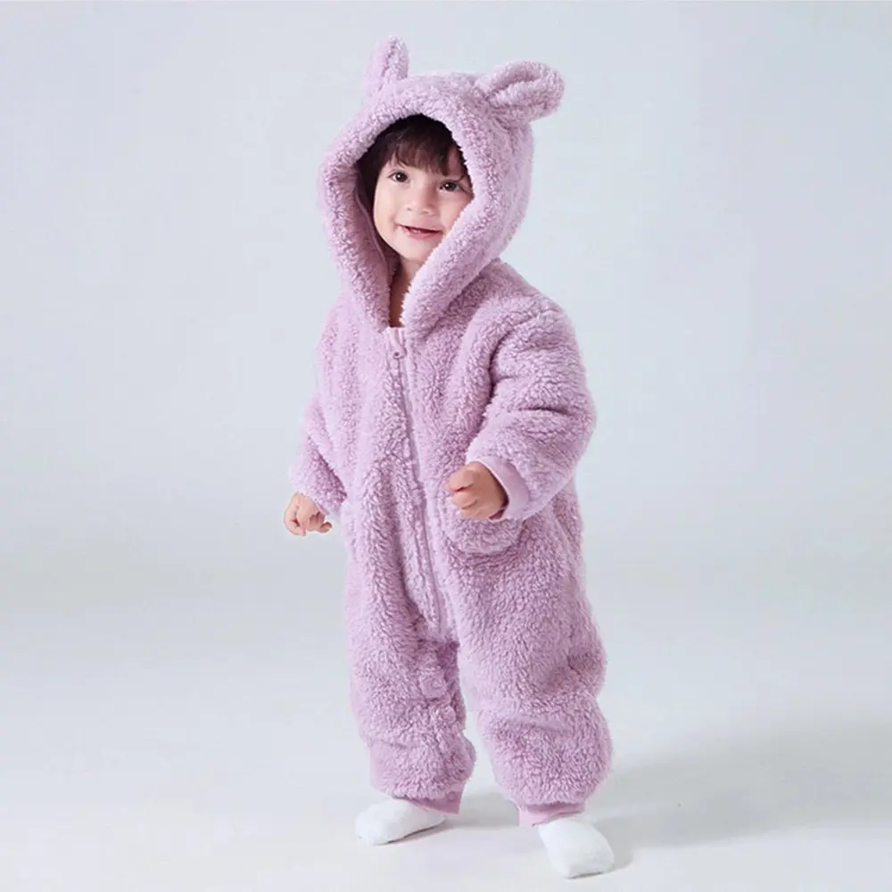 Autumn Winter Baby Fleece Clothing Cute Animal Hooded Infant Overalls 1-24Months Baby Boy Girl Rompers