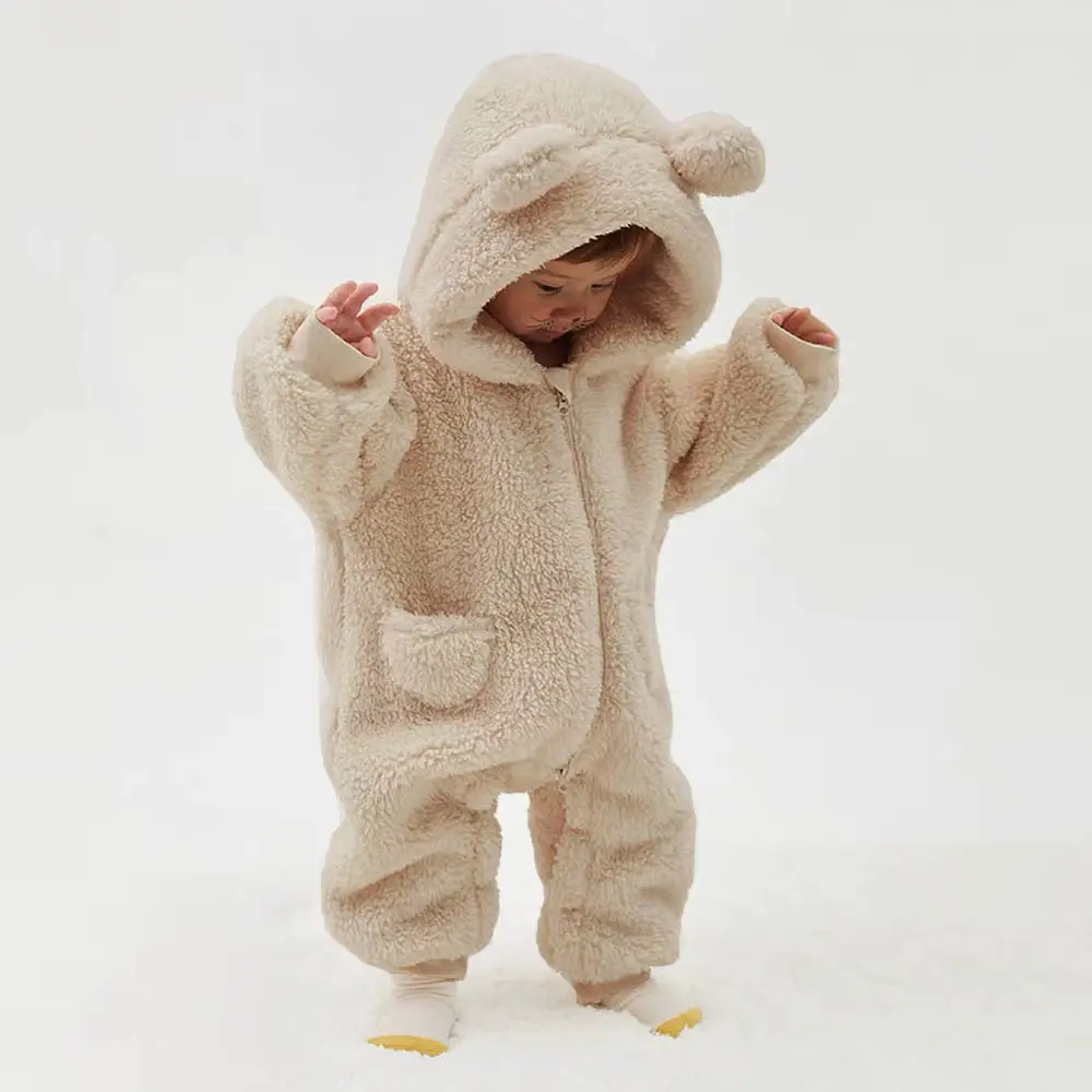 Autumn Winter Baby Fleece Clothing Cute Animal Hooded Infant Overalls 1-24Months Baby Boy Girl Rompers