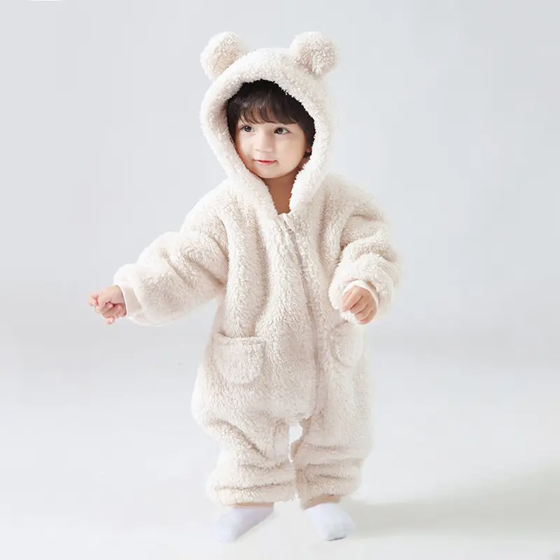 Autumn Winter Baby Fleece Clothing Cute Animal Hooded Infant Overalls 1-24Months Baby Boy Girl Rompers