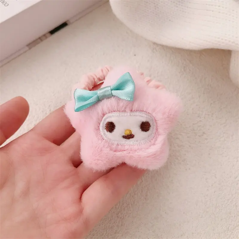5Pcs/Pack Cute Kids Girl Hair Rope Sanrio My Melody Kuromi Cinnamoroll Hair Ties Cartoon Toddler Girl Headwear