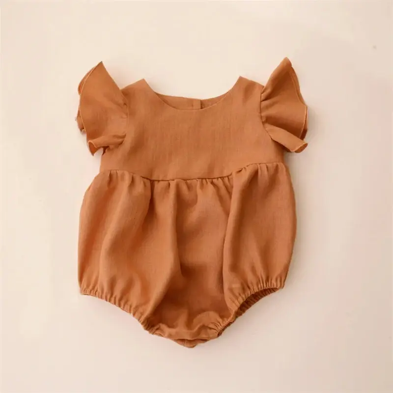 Summer Baby Girl Rompers Linen Cotton Ruffles Bebe One-Piece Newborn Baby Clothes Infant Baby Outfit Baby Girl Clothes