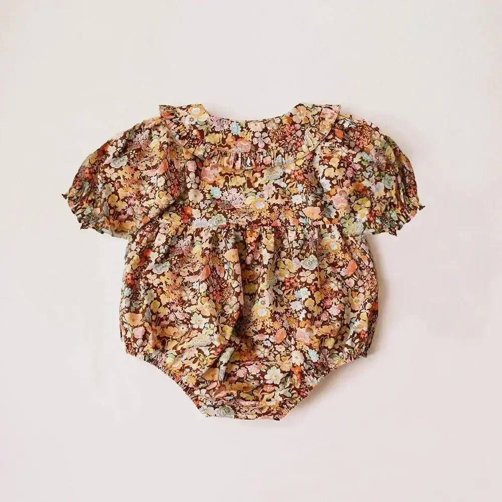 Floral Summer Baby Girl Playsuit Short Sleeve Cotton Baby Girl Romper