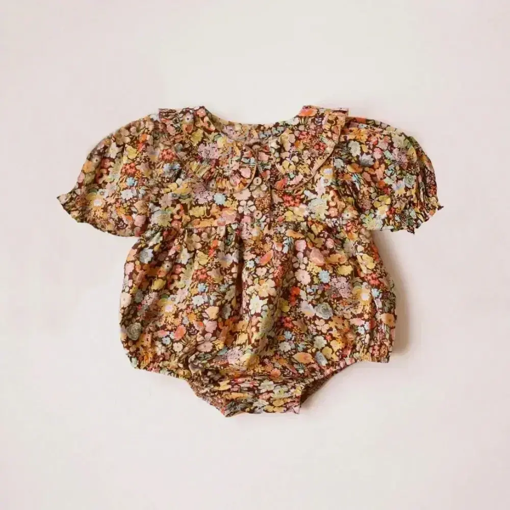 Floral Summer Baby Girl Playsuit Short Sleeve Cotton Baby Girl Romper