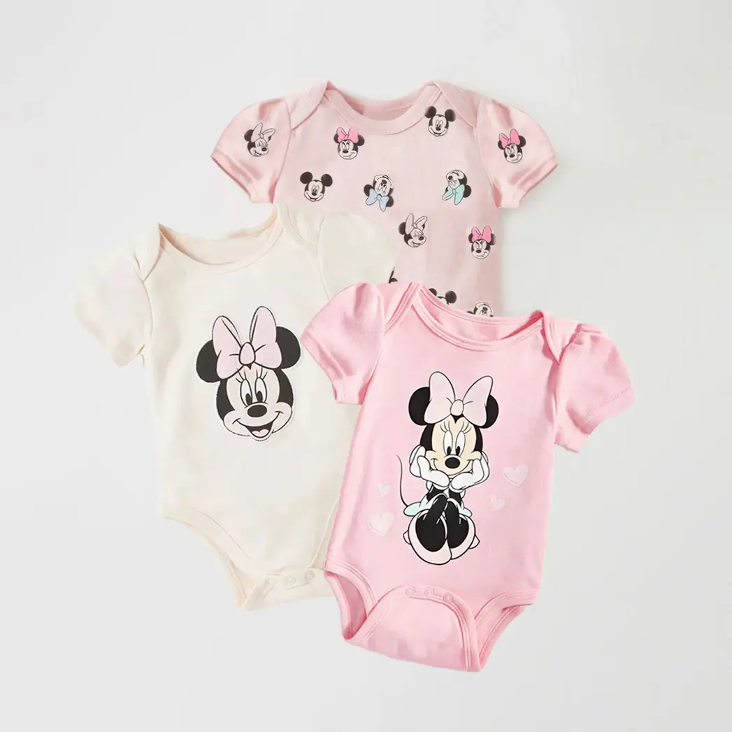 3Pcs Minnie Baby Girl Rompers Summer Baby Girl Clothing Newborn Baby Girls Jumpsuits