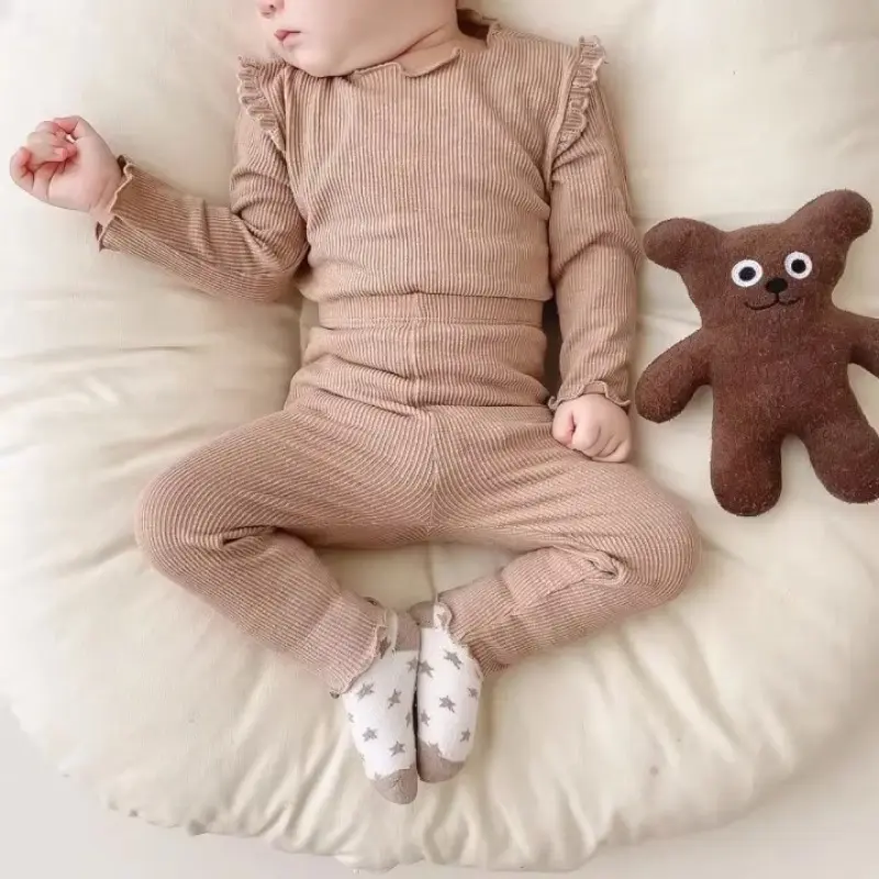 Autumn Winter Soft Cotton Children Baby Suits Warm Long Sleeve Underwear Top + Leggings Kids Boys Girls Pajamas Sets