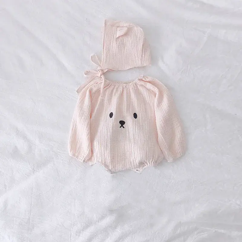 Newborn Baby Bodysuit With Hat Long Sleeve Organic Cotton Infant Girl Boy Clothing Photography Costumes Baby Girl Boy Clothes