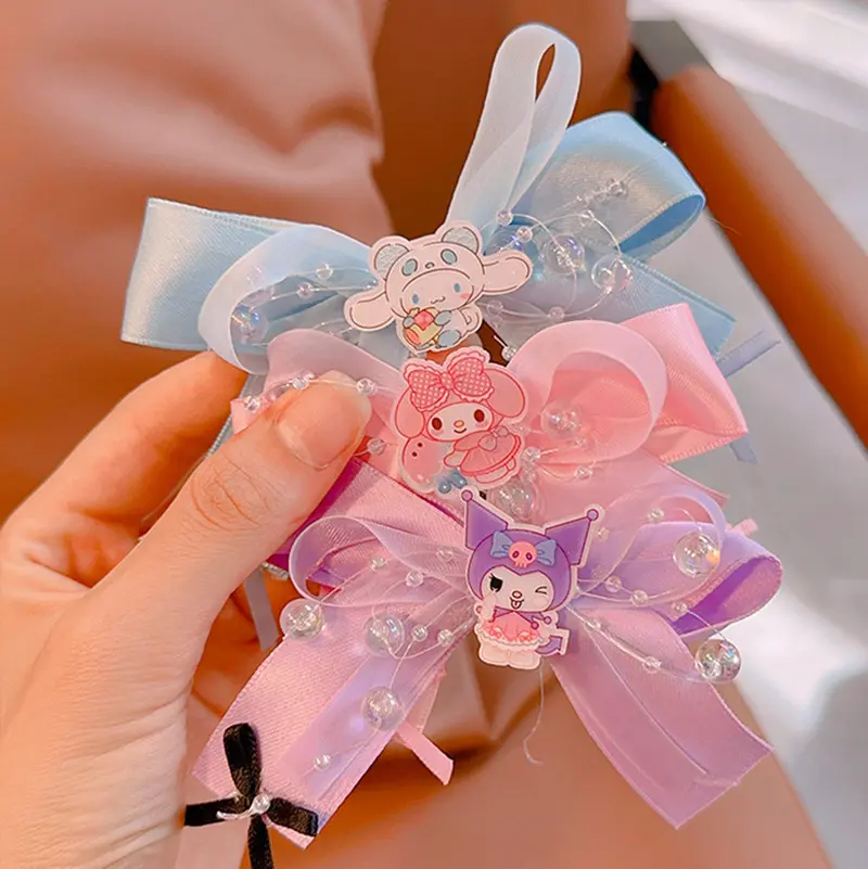 2Pcs Sanrio Kuromi My Melody Cinnamoroll Hairpin Lovely Bow Hair Clip for Girls Toddler Girl Accessories