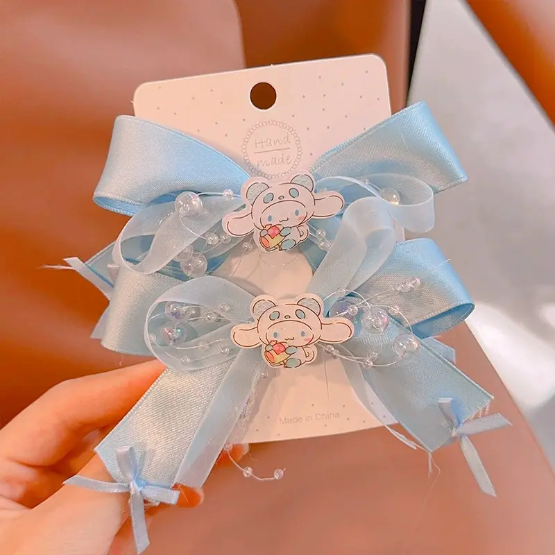 2Pcs Sanrio Kuromi My Melody Cinnamoroll Hairpin Lovely Bow Hair Clip for Girls Toddler Girl Accessories